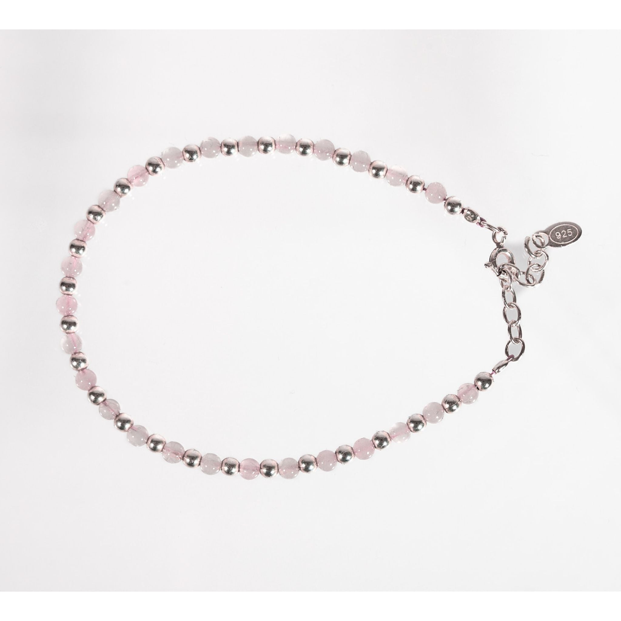 Enkelbandje Rozenkwarts ✦ Sterling Zilver 925