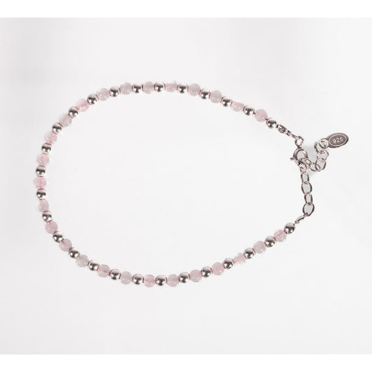 Enkelbandje Rozenkwarts ✦ Sterling Zilver 925