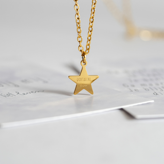Dicht bij mij ketting met sterretje & gedichtje Goud | Lief Leven