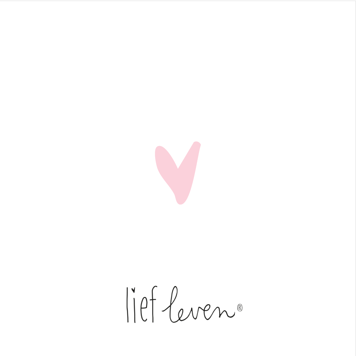 Lief Leven tegeltje met zacht roze hart op wit keramiek, poëtisch en liefdevol design.