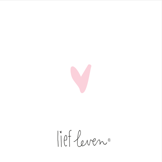 Lief Leven tegeltje met zacht roze hart op wit keramiek, poëtisch en liefdevol design.