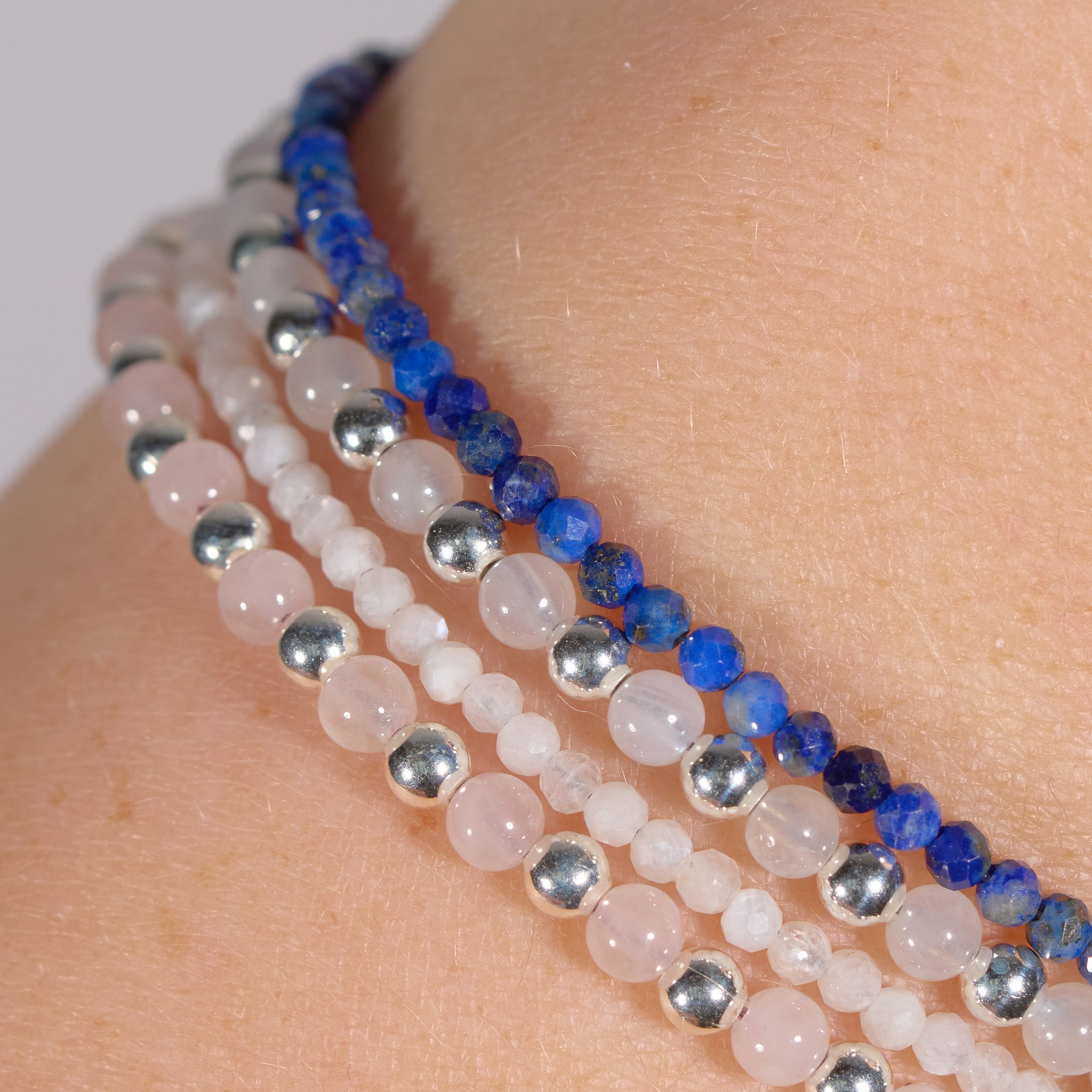 Fijn facetkralen armbandje Lapis Lazuli & Sterling Zilver (925) • Vriendschap